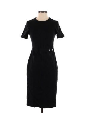 Banana Republic Black Short-Sleeve Midi Sheath Dress